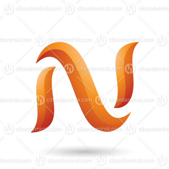 Orange Snake Shaped Letter N Vector Illustration