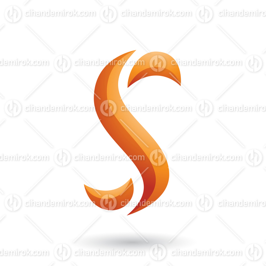 Orange Snake Shaped Letter S Vector Illustration