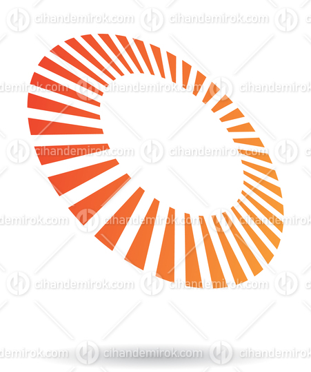 Orange Striped Abstract Circle Logo Icon in Perspective