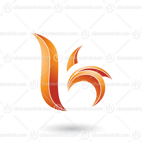 Orange Striped Leaf Shaped Letter B or K Vector Illustration