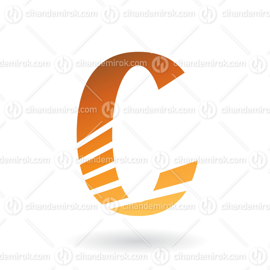 Orange Striped Slim Letter C Logo Icon