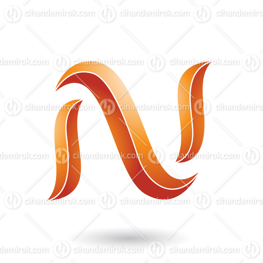 Orange Striped Snake Shaped Letter N Vector Illustration