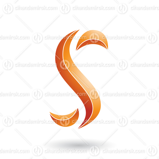Orange Striped Snake Shaped Letter S Vector Illustration