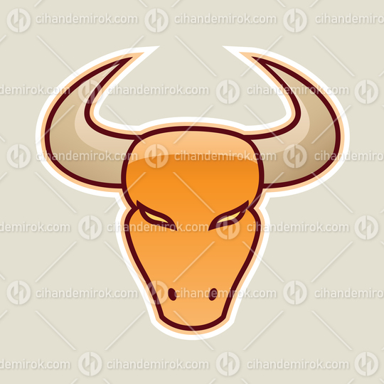 Orange Strong Bull Icon Vector Illustration