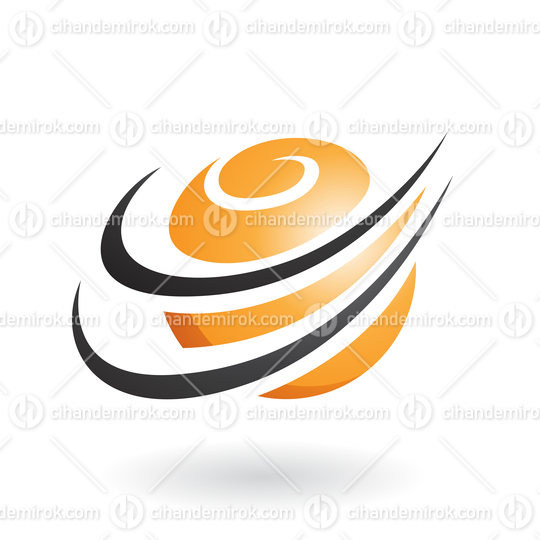 Orange Swirly Sphere with Curvy Swooshed Lines