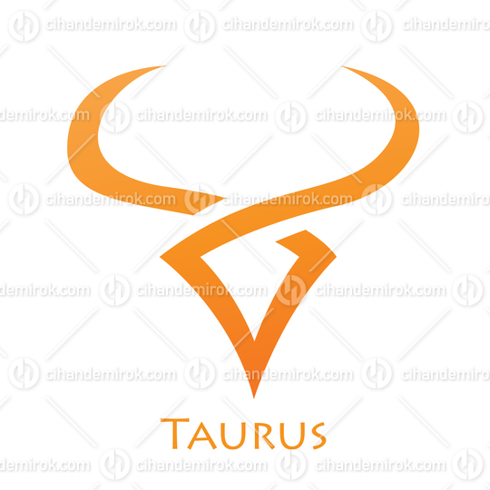 Orange Taurus Zodiac Star Sign with Simplistic Lines