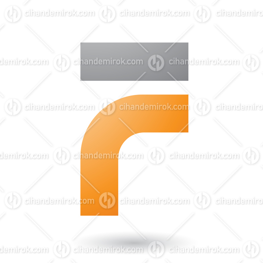 Orange Thick and Bowed Letter F Vector Illustration