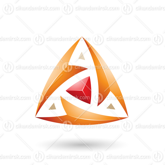 Orange Triangle with Arrows Vector Illustration