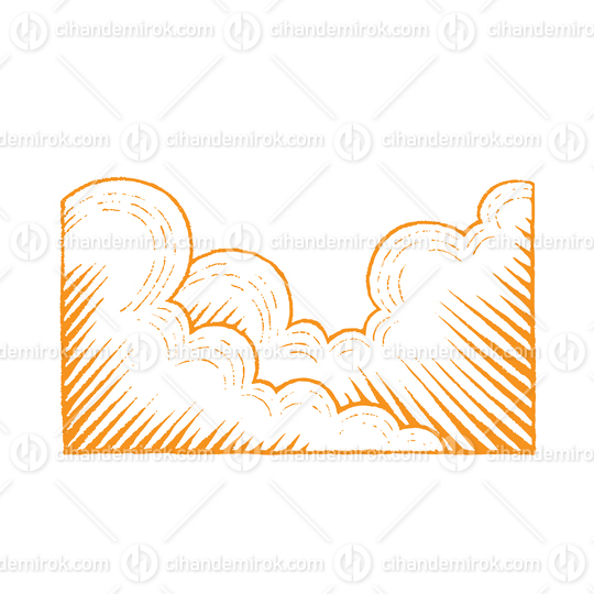 Orange Vectorized Ink Sketch of Clouds Illustration