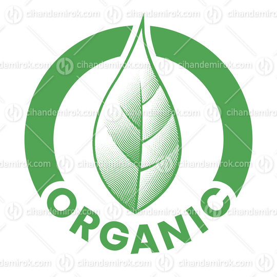 Organic Engraved Round Icon with Green Leaf - Icon 6