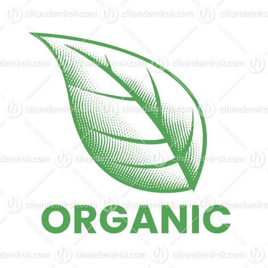 Organic Icon with Green Engraved Leaf