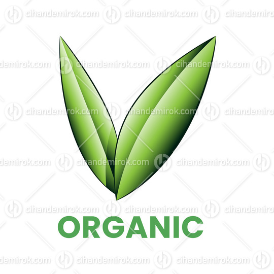 Organic Icon with Shaded Green Leaves