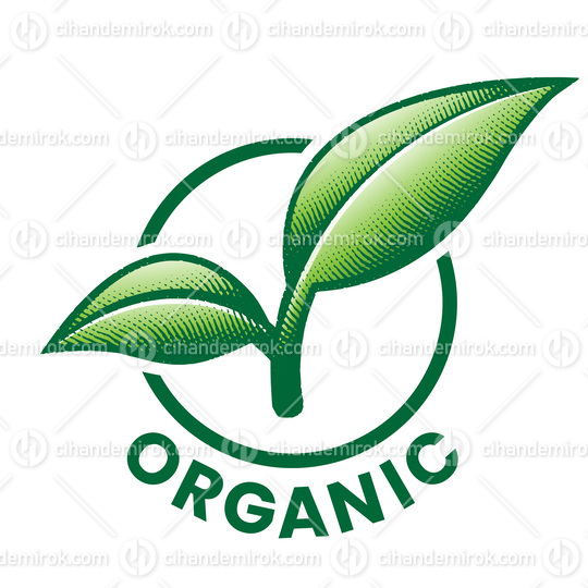 Organic Round Icon with 2 Engraved Green Leaves - Icon 8