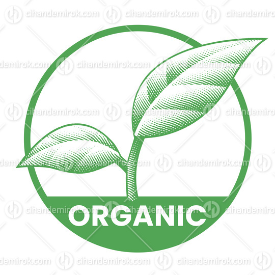 Organic Round Icon with 2 Green Leaves - Icon 10