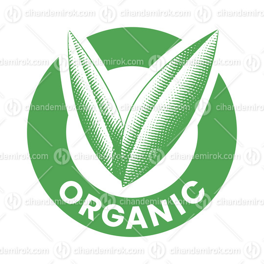 Organic Round Icon with Engraved Green Leaves - Icon 4