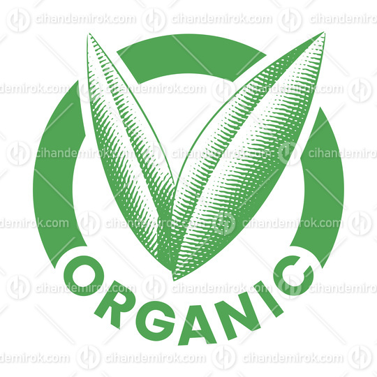 Organic Round Icon with Engraved Green Leaves - Icon 6