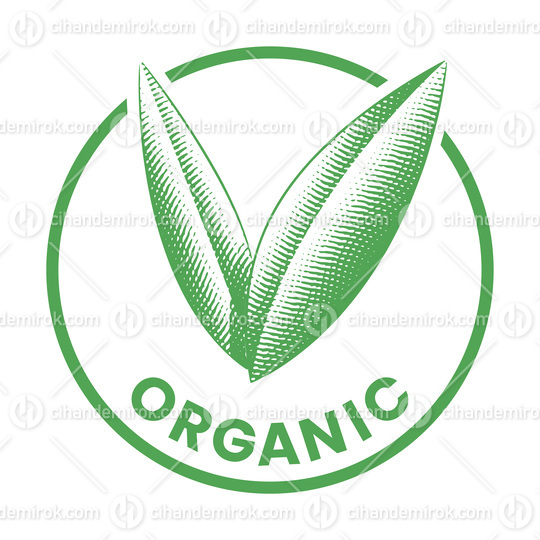 Organic Round Icon with Engraved Green Leaves - Icon 7