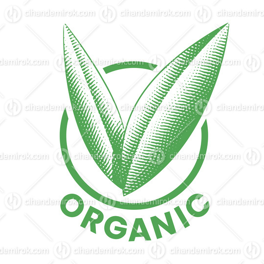 Organic Round Icon with Engraved Green Leaves - Icon 8