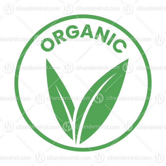 Organic Round Icon with Green Leaves - Icon 1
