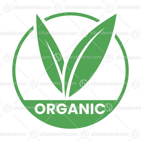 Organic Round Icon with Green Leaves - Icon 2