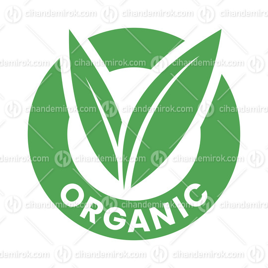 Organic Round Icon with Green Leaves - Icon 4