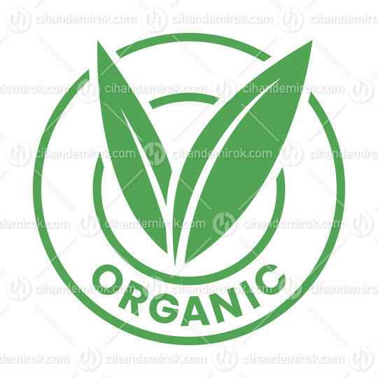 Organic Round Icon with Green Leaves - Icon 5