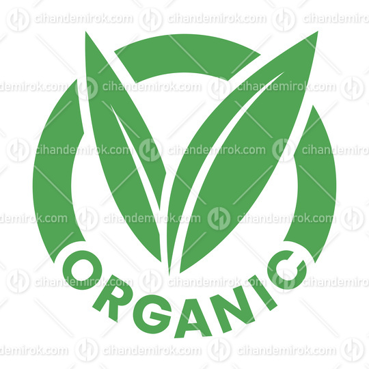 Organic Round Icon with Green Leaves - Icon 6
