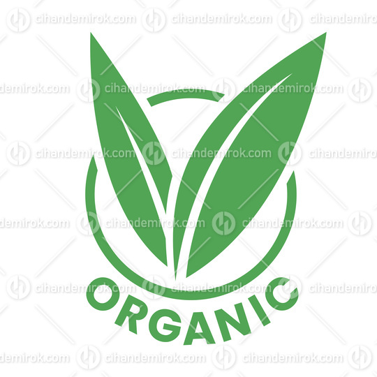 Organic Round Icon with Green Leaves - Icon 8