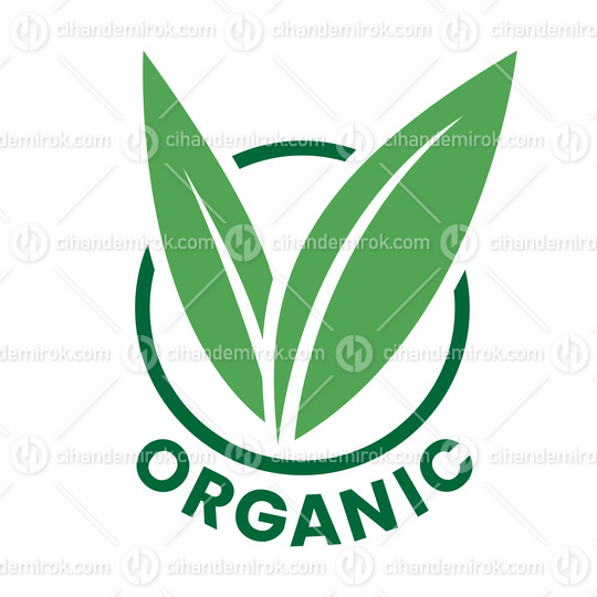 Organic Round Icon with Green Leaves and Dark Green Text - Icon 8