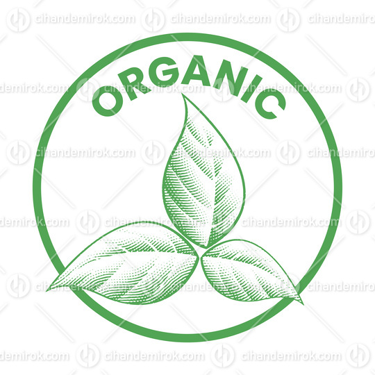 Organic Round Icon with Shaded Engraved Green Leaves - Icon 9