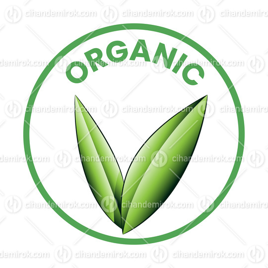 Organic Round Icon with Shaded Green Leaves - Icon 1