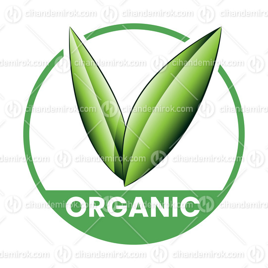 Organic Round Icon with Shaded Green Leaves - Icon 2