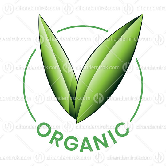 Organic Round Icon with Shaded Green Leaves - Icon 3