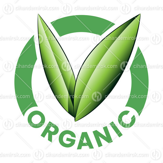 Organic Round Icon with Shaded Green Leaves - Icon 6