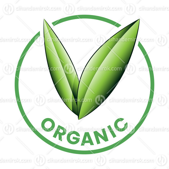 Organic Round Icon with Shaded Green Leaves - Icon 7