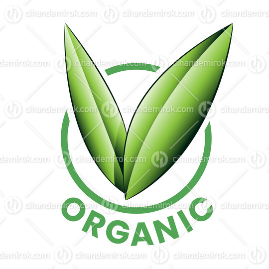 Organic Round Icon with Shaded Green Leaves - Icon 8
