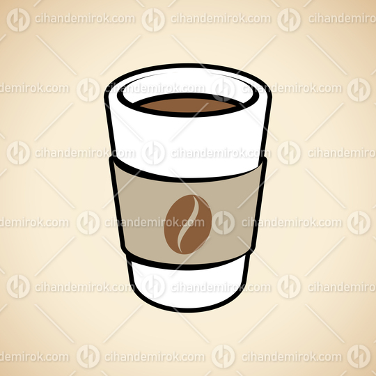 Paper Coffee or Tea Cup Icon isolated on a Beige Background