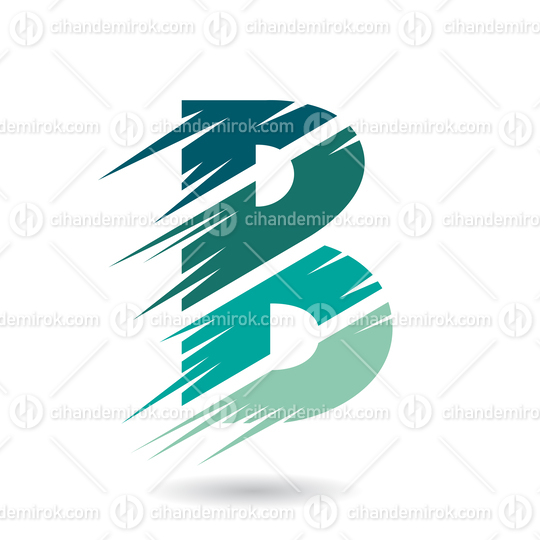 Persian Green Abstract Letter B Symbol with Swooshed Stripes