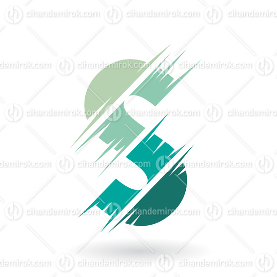 Persian Green Abstract Letter S Icon with Swooshed Stripes