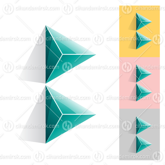 Persian Green Abstract Pyramid Shaped Letter B Icon with Shadow