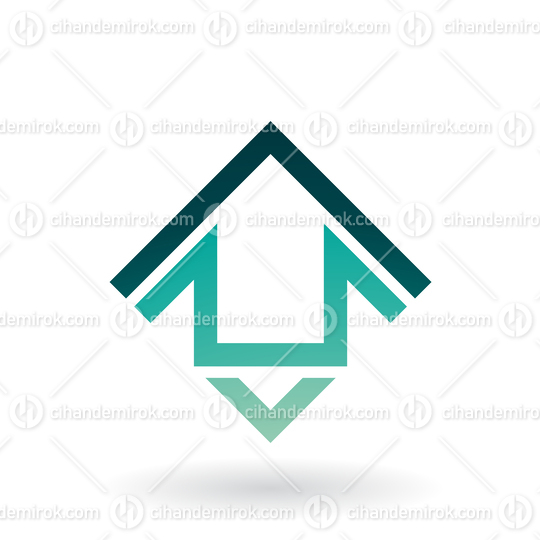 Persian Green Abstract Square House Shape with Angled Lines