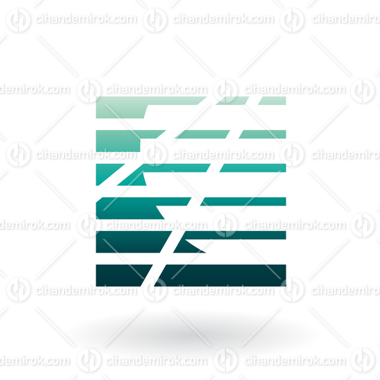 Persian Green Abstract Square Icon with Stripes and Dashed Lines