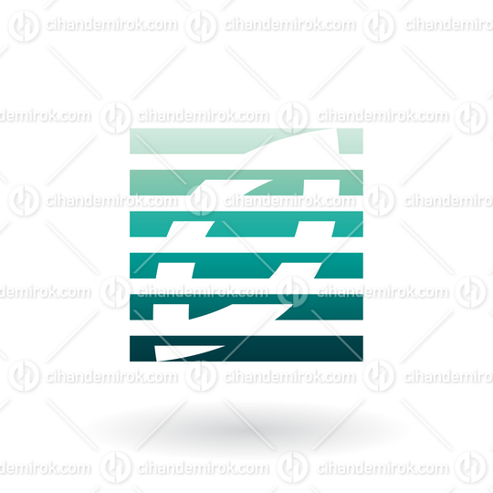 Persian Green Abstract Square Wheat Grain Icon with Stripes