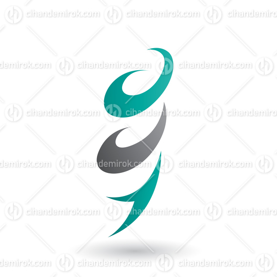 Persian Green Abstract Wind and Twister Shape Vector Illustration