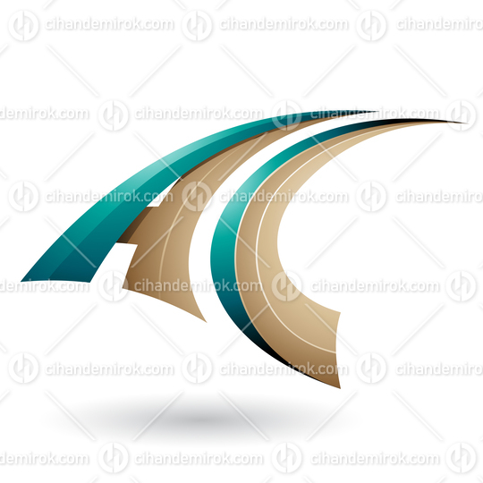 Persian Green and Beige Dynamic Flying Letter A and C