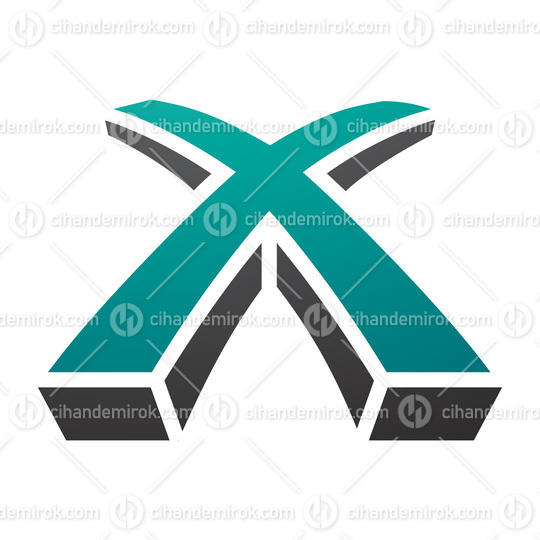 Persian Green and Black 3d Shaped Letter X Icon