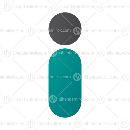 Persian Green and Black Abstract Round Person Shaped Letter I Ic