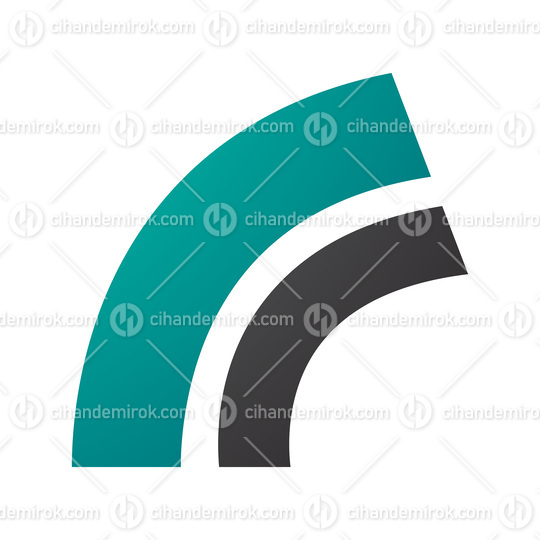 Persian Green and Black Arc Shaped Letter R Icon