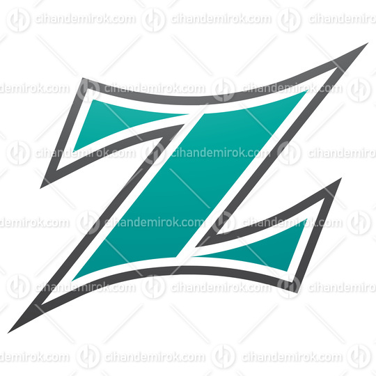 Persian Green and Black Arc Shaped Letter Z Icon
