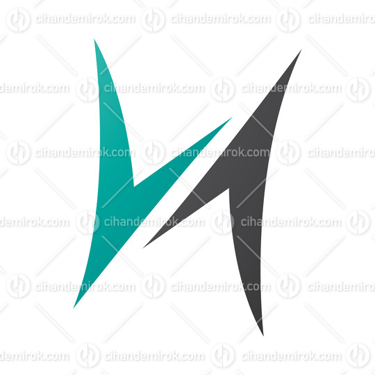 Persian Green and Black Arrow Shaped Letter H Icon